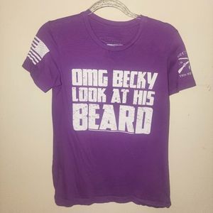 Grunt Style Womens Medium Graphic Top Purple OMG Becky Look at His Beard